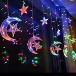 ستارة زينة رمضان الضوئية - الألوان | إضاءة هلال ونجمة بجودة عالية وطابع رمضاني ساحر