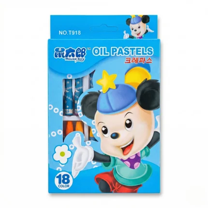 ألوان باستيل زيتي 18 لون للأطفال – Oil Pastels Mouse Boy للرسم والتلوين المدرسي