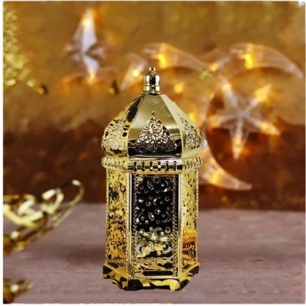 فانوس رمضان الذهبي بإضاءة LED وصوت – زينة رمضانية تنشر الفرح والنور