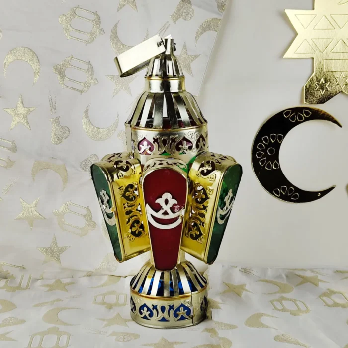 فانوس رمضان المعدني الكلاسيكي - زينة مثالية للمداخل والشوارع بإضاءة الشموع والمصابيح الكهربائية