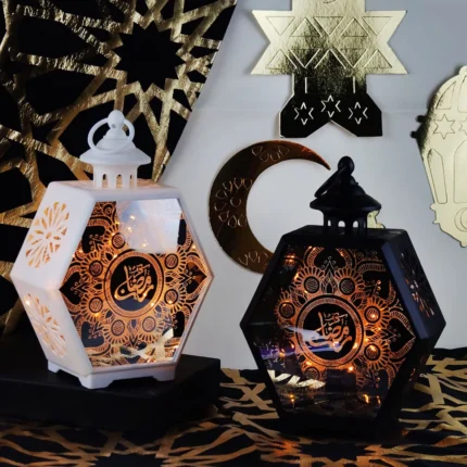 ## فانوس رمضان الأكريليك بالمرايا المضيء - هدية رمضانية مثالية تضفي أجواء ساحرة