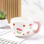 مج الزهور البورسلين 300 مل –رسومات زهور ونقاط لأسلوب مبهج في الشرب