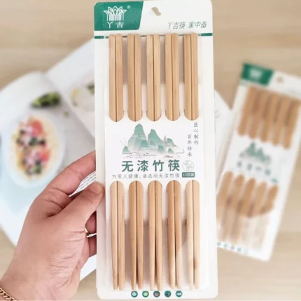 شوب ستيكس خشب بامبو 25 سم – عيدان أكل صينية طبيعية قابلة لإعادة الاستخدام