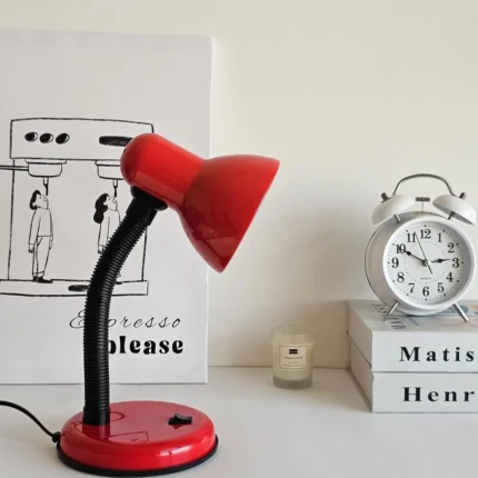 أباجورة مكتب عملية للطلاب والعمل -لون أحمر –32 cm -إضاءة ثابتة بتصميم أنيق