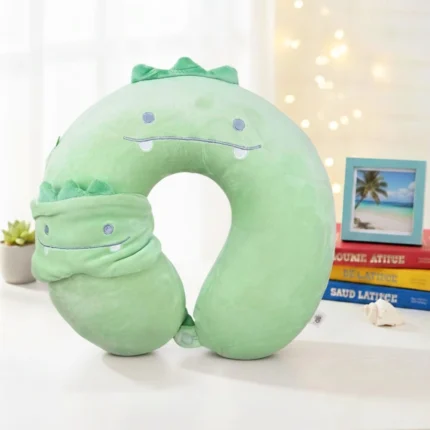 مخدة الرقبة مع ماسك نوم - ميموري فوم – تصميم ديناصور للأطفال والكبار 28 سم