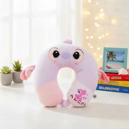 مخدة الرقبة ميموري فوم 28 سم – وسادة سفر بتصميم أنجل الكرتوني للدعم والراحة