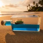 ⁦ديكور السفينة العائمة داخل زجاجة – قطعة فنية مميزة لديكور المنزل مقاس 17 سم بتصميم شاطئي جذاب⁩ - الصورة ⁦2⁩