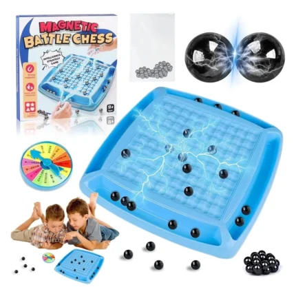 لعبة الشطرنج المغناطيسية مع كرات معدنية وأقراص دوارة – لتنمية التفكير والتركيز-22.5×22.5 سم