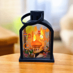 فانوس جامع 3 شمعة على شكل جامع أسود – فانوس جامع 3 شمعة ديكور رمضان مقاس 17×12 سم