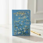 دفتر ملاحظات A5 بمشبك مغناطيسي –تصميم زهرة اللوز لفان جوخ- ورق ناعم عالي الجودة -128 ورقة التدوين للكتابة والتدوين