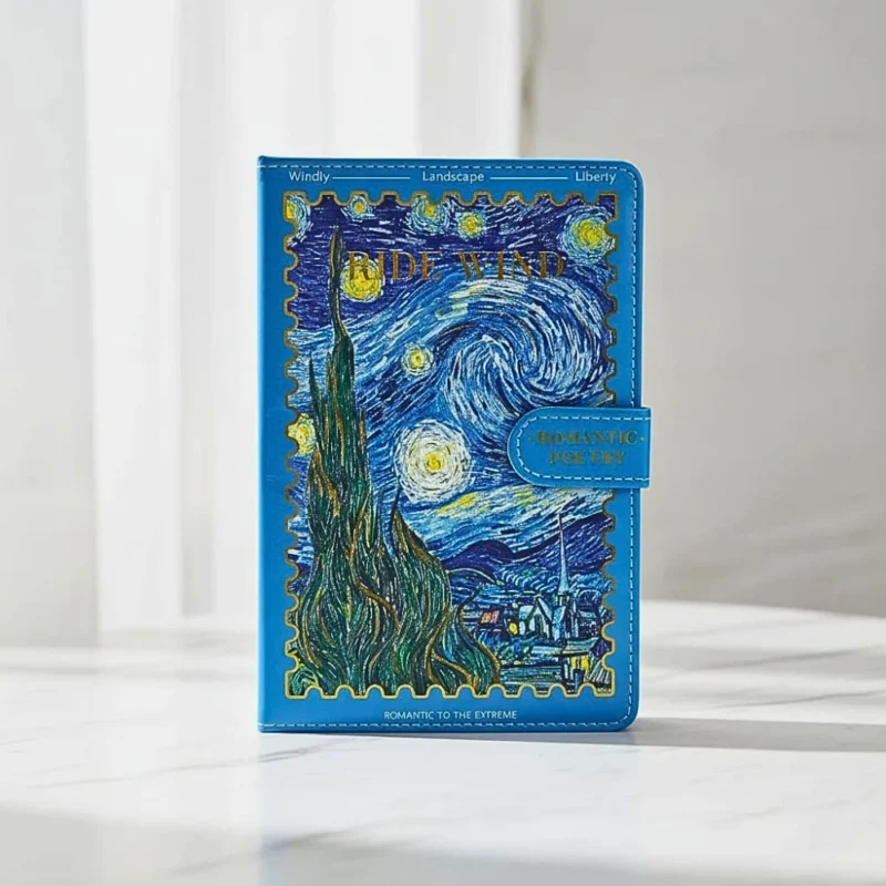 دفتر ملاحظات A5 بمشبك مغناطيسي –تصميم الليلة النجمية لفان جوخ- ورق ناعم عالي الجودة -128 ورقة التدوين للكتابة والتدوين
