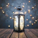 فانوس تركي مرايا إسود مضلع مضيء – مقاس 35 × 8 سم – ديكور رمضاني أنيق