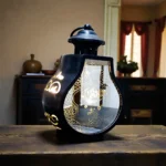 فانوس تركي أكريليك بيضاوي متوسط الحجم لون أسود – 17×12 سم