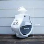 ⁦فانوس تركي أكريليك بيضاوي متوسط الحجم لون أبيض – 17×12 سم⁩ - الصورة ⁦3⁩