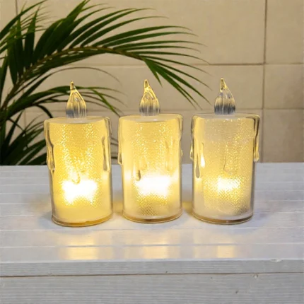 الشمعة الالكترونيه LED للديكور – حجم 6×3.5 سم – شكل واقعي بإضاءة هادئة