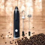 مضرب نسكافيه أسود كهربائي احترافي برأسين لعمل رغوة الحليب والقهوة