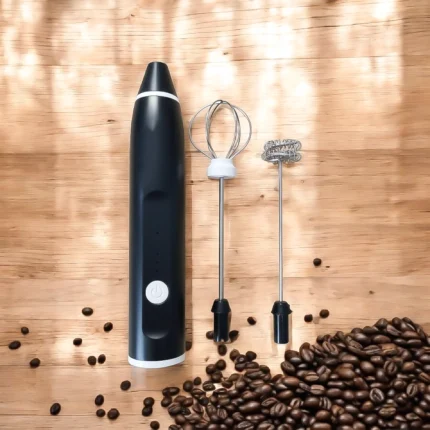 مضرب نسكافيه أسود كهربائي احترافي برأسين لعمل رغوة الحليب والقهوة