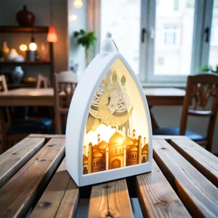 فانوس استاند صغير تصميم تركي – للديكور الرمضاني بإضاءة هادئة – مقاس 14 سم