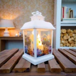 فانوس تركي أكريليك أبيض بتصميم 3 شمعات – ديكور رمضاني مضيء مقاس 23×10.5 سم