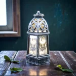 فانوس استاند صغير أنتيكة بتصميم رمضاني – حجم 12 سم