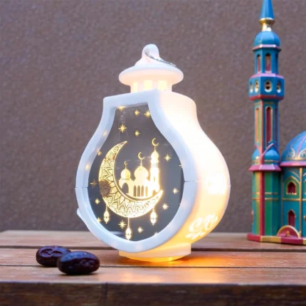 فانوس تركي أكريليك أبيض صغير ديكوري – مقاس 12×8 سم