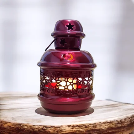 فانوس ايكيا معدن نبيتي ديكوري مضيء – تصميم رمضاني أنيق بحجم 18 × 9 سم