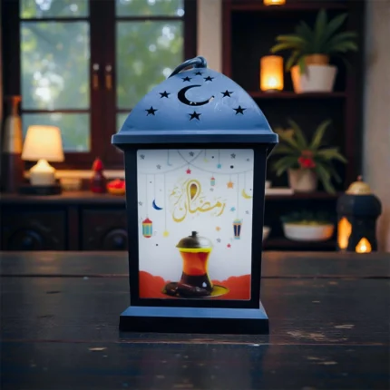فانوس تركي ديكوري بإضاءة دافئة – لون أسود – 23×10.5 سم