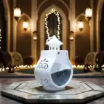 ⁦فانوس تركي أكريليك بيضاوي متوسط الحجم لون أبيض – 17×12 سم⁩ - الصورة ⁦2⁩