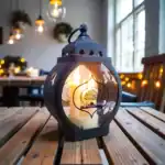 فانوس تركي بيضاوي بـ3 شمعات مضيئة – تصميم أنيق بارتفاع 21 سم