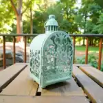 ⁦فانوس رمضان معدني على شكل بيت لون منت جرين – مقاس 27 × 14 × 12 سم ديكور رمضاني أنيق⁩ - الصورة ⁦2⁩