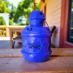 فانوس ايكيا معدن أزرق ديكوري – تصميم رمضاني أنيق بحجم 18 × 9 سم