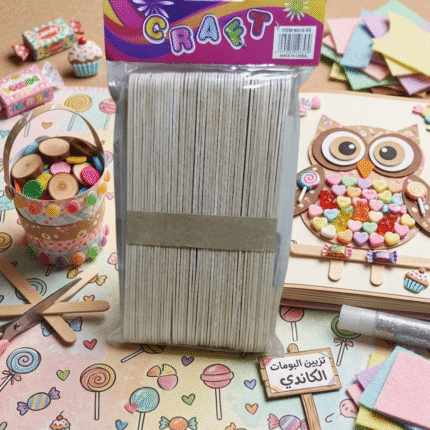 أعواد خشبية كرافت 15 سم للأعمال اليدوية – عصيان خشب طبيعي للحرف والأنشطة المدرسية