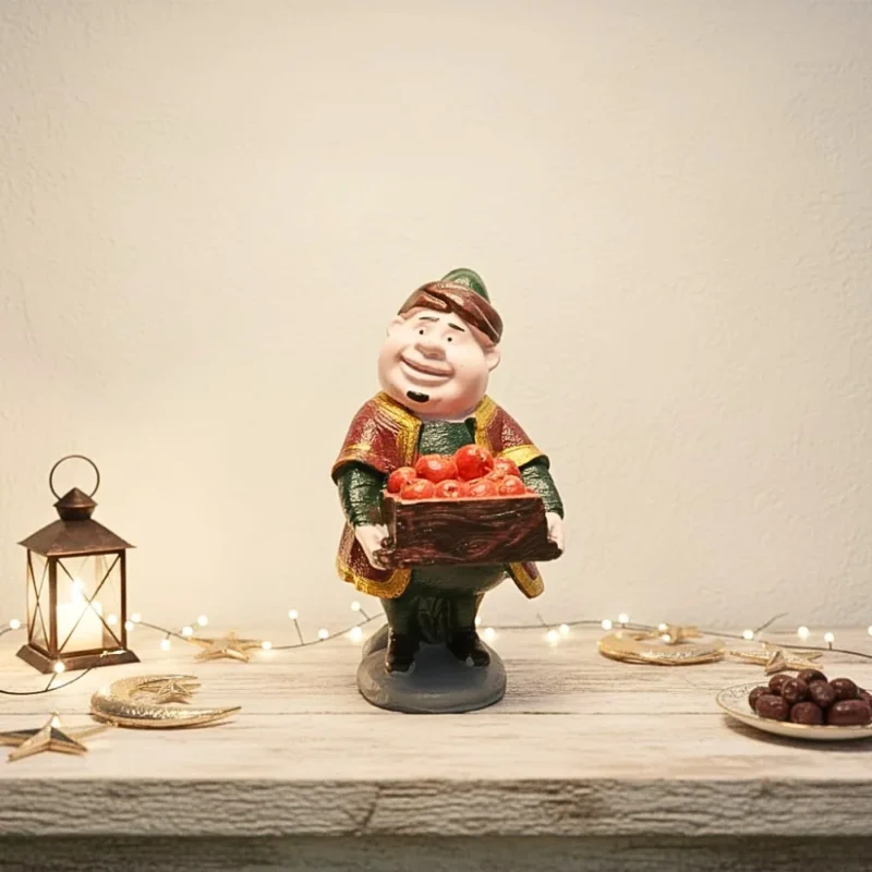 أنتيكة رمضان ديكور قلبظ بسلة الكريز – مجسم رمضاني تراثي مميز 15×8 سم