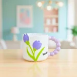 مج بابلز بورسلين بتصميم زهرة التوليب الموف– مج فخم للاستخدام اليومي بسعة 300 مل