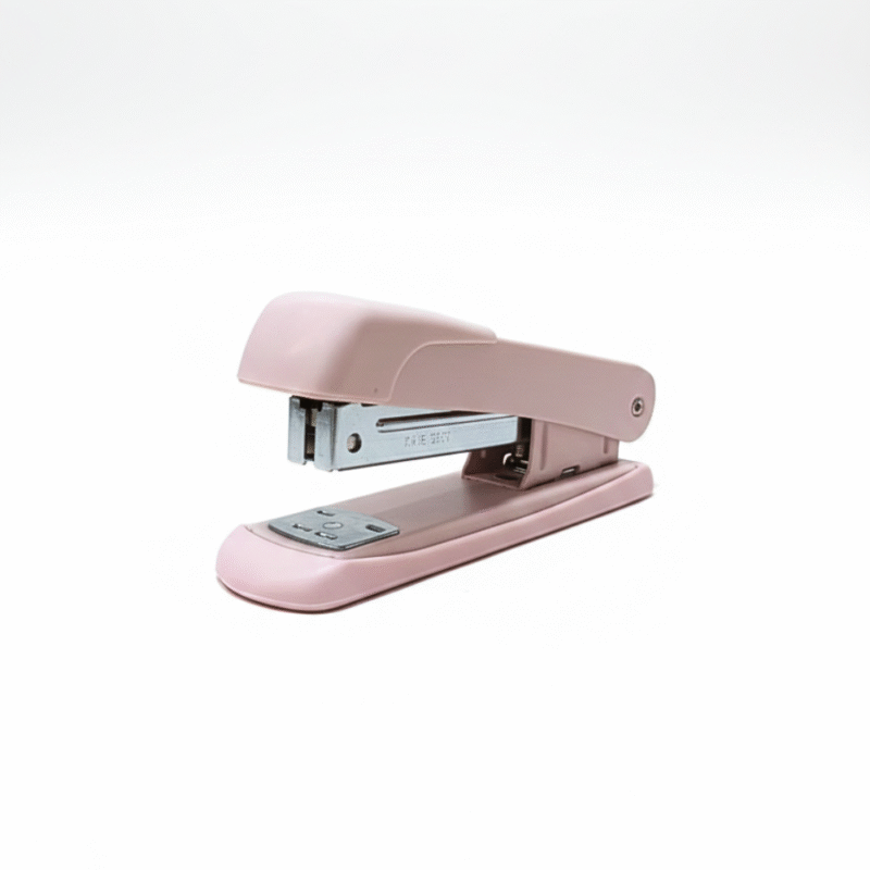 دباسة ورق مكتبية صغيرة لون وردي 11.5 سم – دباسة عملية للمدرسة والمكتب