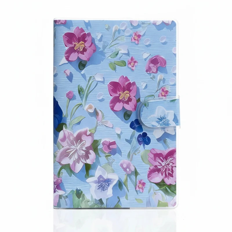 نوتة جيب بتصميم ورود ملونة – مقاس 14.5×6.5 سم بحزام إغلاق عملي