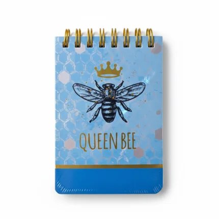 نوت بوك سلك صغيرة 11×7.5 سم بتصميم Queen Bee – مفكرة جيب أنيقة باللون الأزرق