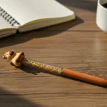 ⁦قلم جل أزرق شكل دب بني بجليتر متحرك بطول 16.5 سم – قلم كتابة كيوت للأطفال والطلاب⁩ - الصورة ⁦3⁩