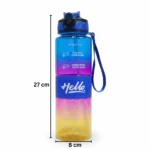 زجاجة مياه 1000 مل مدرجة بسعة 1 لتر – ارتفاع 27 سم وقطر 8 سم – قارورة رياضية بغطاء محكم وتصميم ألوان متدرجة - الصورة 2