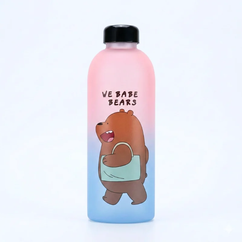 زجاجة مياه 1 لتر للأطفال بتصميم كرتوني جذاب – زجاجة مياة مدرسية بلاستيك 23 سم