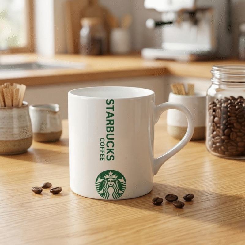 مج قهوة بورسلين بتصميم ستاربكس – كوب قهوة أنيق لعشاق القهوة 350 مل