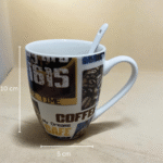 ⁦مج بورسلين قهوة بتصميم Coffee Time سعة 350 مل – كوب قهوة أنيق لعشاق القهوة⁩ - الصورة ⁦2⁩