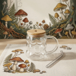 ⁦مج بابلز زجاجي بغطاء خشبي وشفاط زجاجي – كوب مشروبات أنيق للتقديم العصري⁩ - الصورة ⁦2⁩