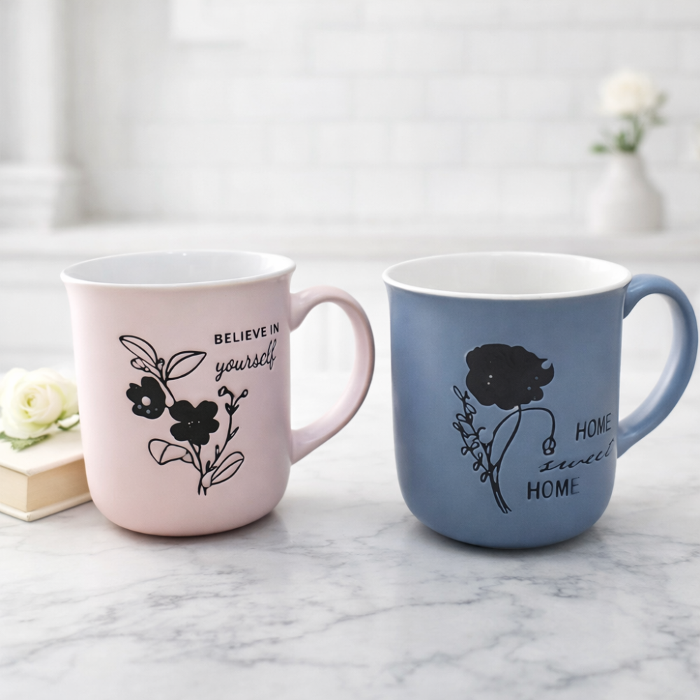 1 مج بورسلين أنيق برسومات زهور – كوب قهوة وشاي سيراميك بتصميم عصري للمطبخ والهدايا