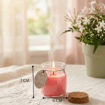 ⁦شمع فواح معطر في برطمان زجاجي بغطاء فلين – شموع عطرية للمنزل والديكور والاسترخاء⁩ - الصورة ⁦2⁩