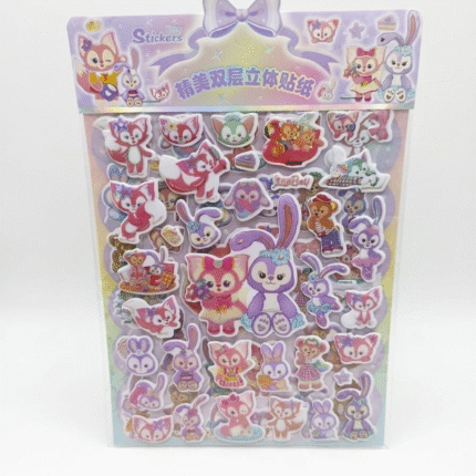 ستيكرات ثلاثية الأبعاد للأطفال – باك يحتوي على 2 شيت استيكر كيوت برسومات متنوعة – جودة عالية وألوان جذابة