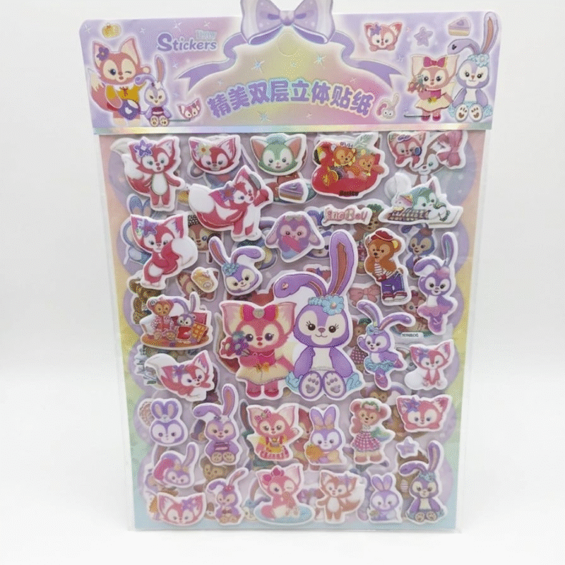 ستيكرات ثلاثية الأبعاد للأطفال – باك يحتوي على 2 شيت استيكر كيوت برسومات متنوعة – جودة عالية وألوان جذابة