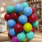 شبكة كور ملونة 50 قطعة للأطفال – كرات بلاستيكية خفيفة للعب وحمام الكور - الصورة 3