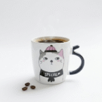 ⁦مج بورسلين 370 مللي بتصميم قط كيوت – كوب قهوة وشاي أنيق للمكتب والمنزل⁩ - الصورة ⁦2⁩
