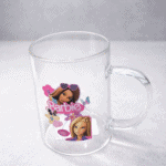 ⁦كوب زجاج باربي شفاف أنيق – شوب زجاجي بتصميم Barbie مناسب للقهوة والعصائر للاستخدام اليومي⁩ - الصورة ⁦2⁩